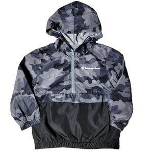 Boys Champion Camo Anorak Windbreaker Jacket Hooded Lightweight Size 4T